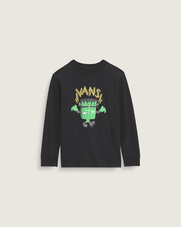 Little Kids Frankenwaffle Halloween Long Sleeve T-Shirt in Black
