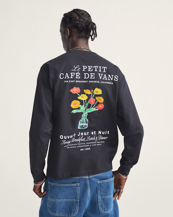 Cafe Vans Long Sleeve T-Shirt in Black Vans