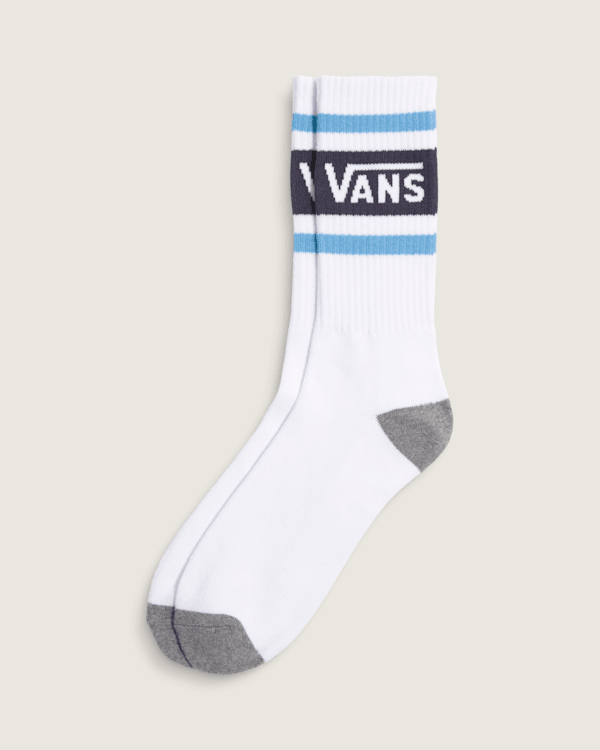 Vans Drop V Crew Socks in White / Parisian Night Blue | Vans
