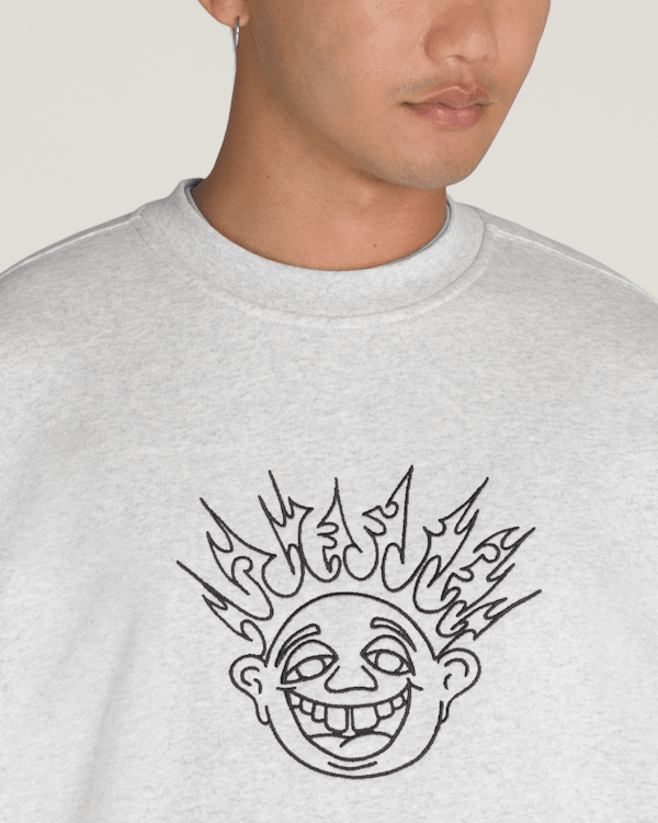 【msky.skw】 Skate Smile Spike Crew Sweatshirt in Heather Grey | Vans