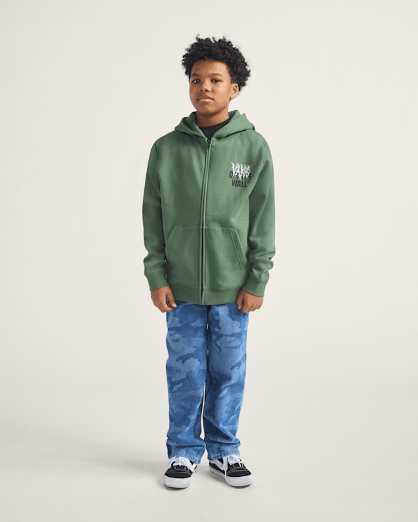 Kids Metal Wall Zip Hoodie en Pine Forest Green | Vans CA