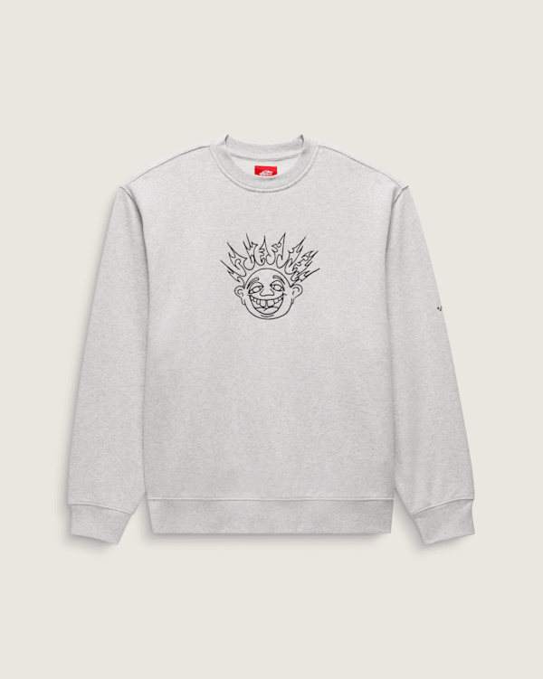 Skate Smile Spike Crew Sweatshirt in Heather Grey | Vans