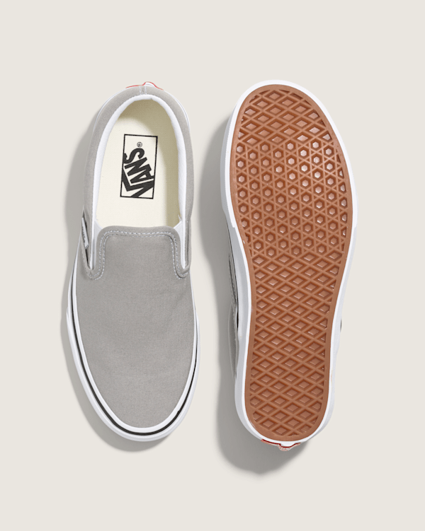 Gray and White Slip-On Shoes Vans Slip-On Checkerboard Skate Shoe - Block Grey | Journeys main image 4