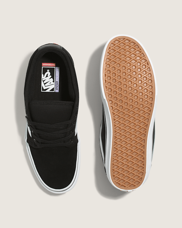 Skate Chukka Low Sidestripe Shoe in Black / White | Vans