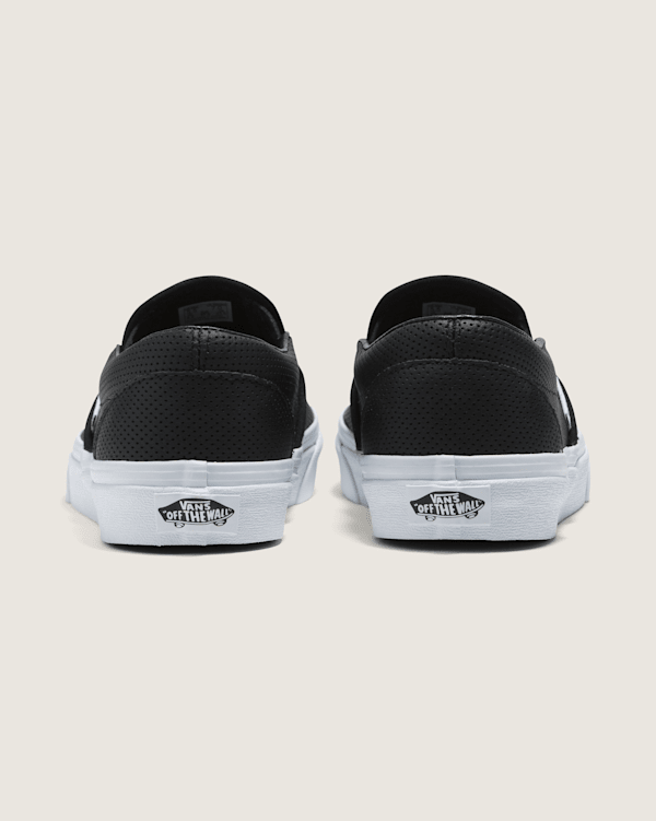 Vans Classic Slip-On Black Perforated Leather W/8 Vans Black Classic Skateboard Perforated Leather Slip On  main image 3