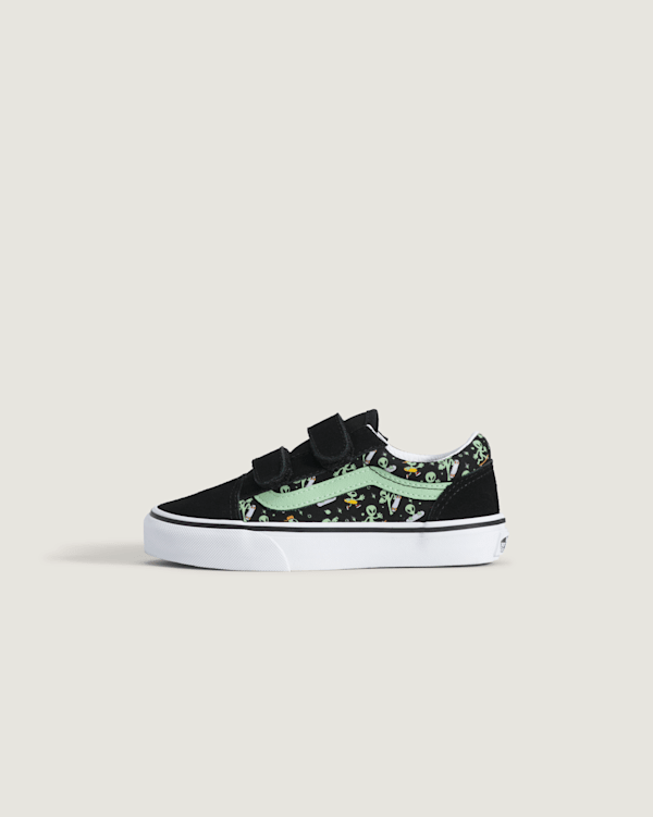 Little Kids Old Skool V Shoe in Black Green Vans