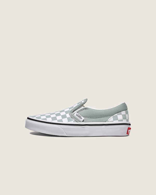 Little Kids Classic Slip-On Checkerboard Shoe in Pure Grey