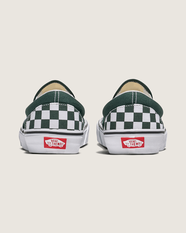 Classic Slip-On Checkerboard Shoe in Scarab Green / White | Vans