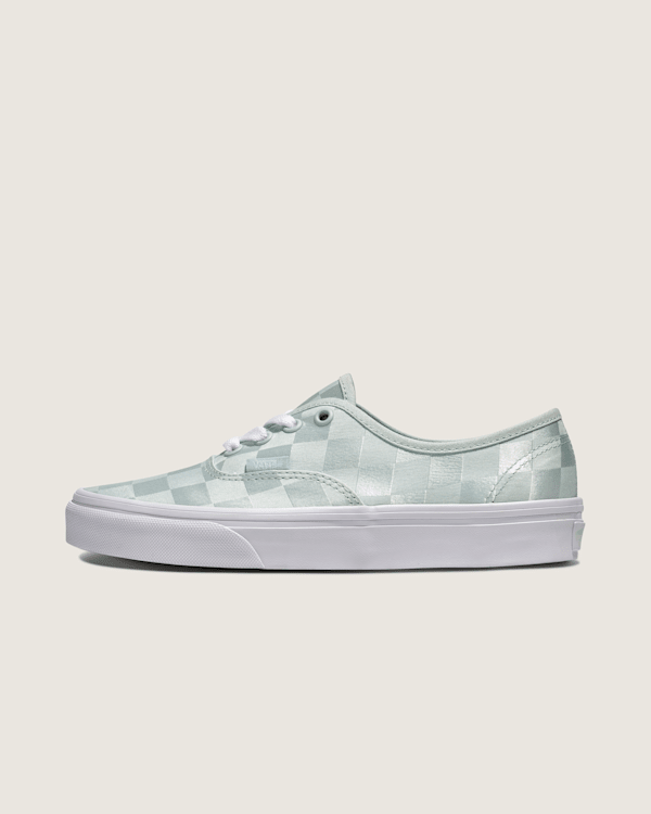 Authentic Checkerboard Satin Shoe in Spa Blue | Vans