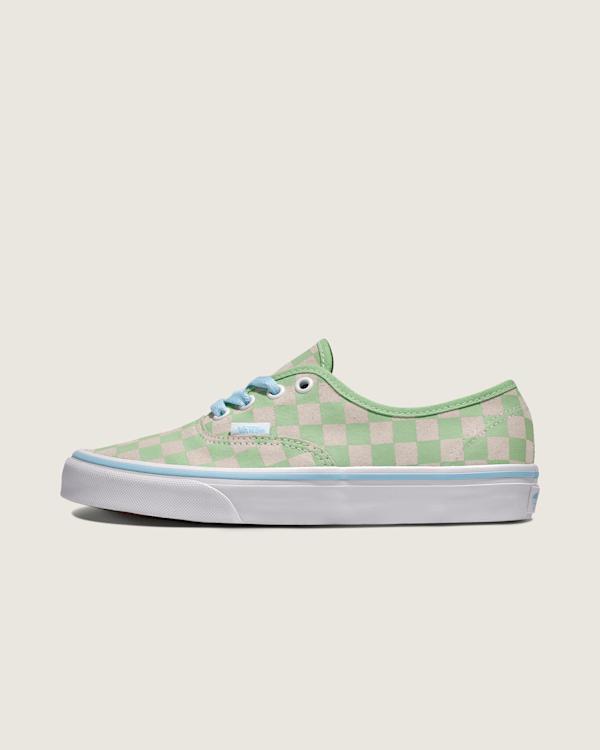 Authentic Suede Checkerboard Shoe in Pistachio Green / White