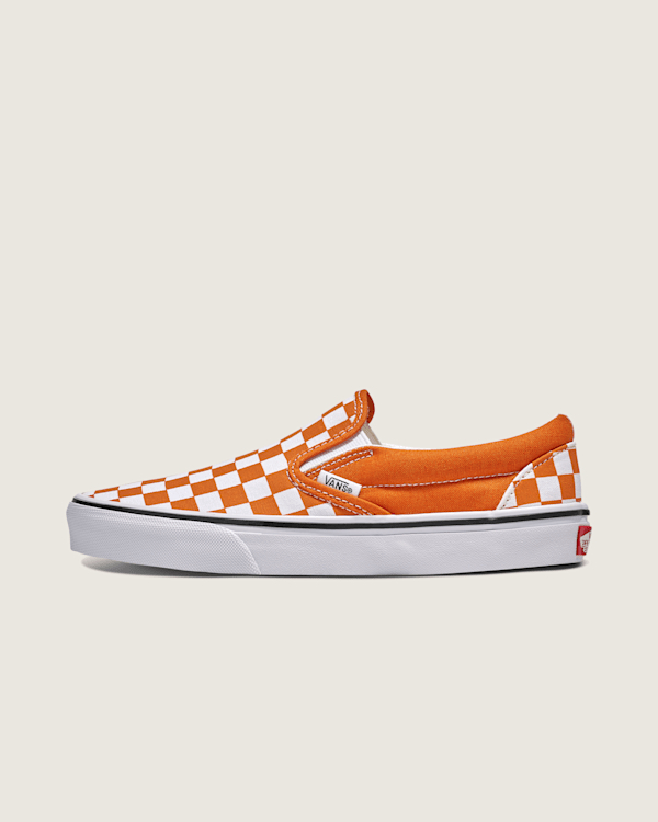 Classic Slip-On Checkerboard Shoe en Marmalade Orange White