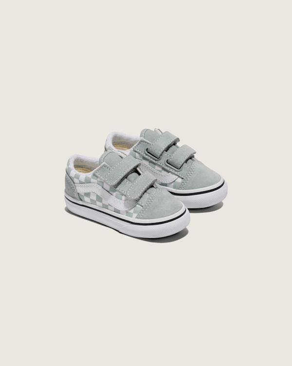 オールドSTUDセット Toddler Old Skool V Checkerboard Shoe in Pure Grey / White
