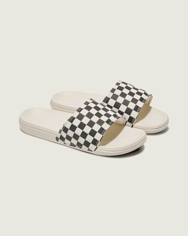 La Costa Checkerboard Slide-On Sandal in White / Black | Vans