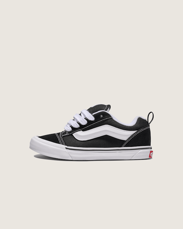 Big Kids Knu Skool Shoe in Black White Vans