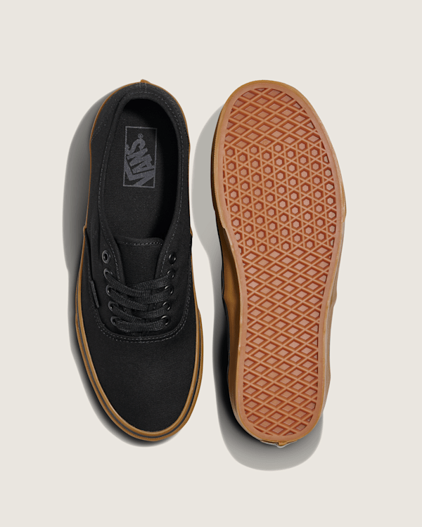 Vans Men\'s Authentic Black Rubber Canvas Gum Bottom Skate Boat shoes Sizes NIB Authentic Shoe in Gum Black | Vans main image 2