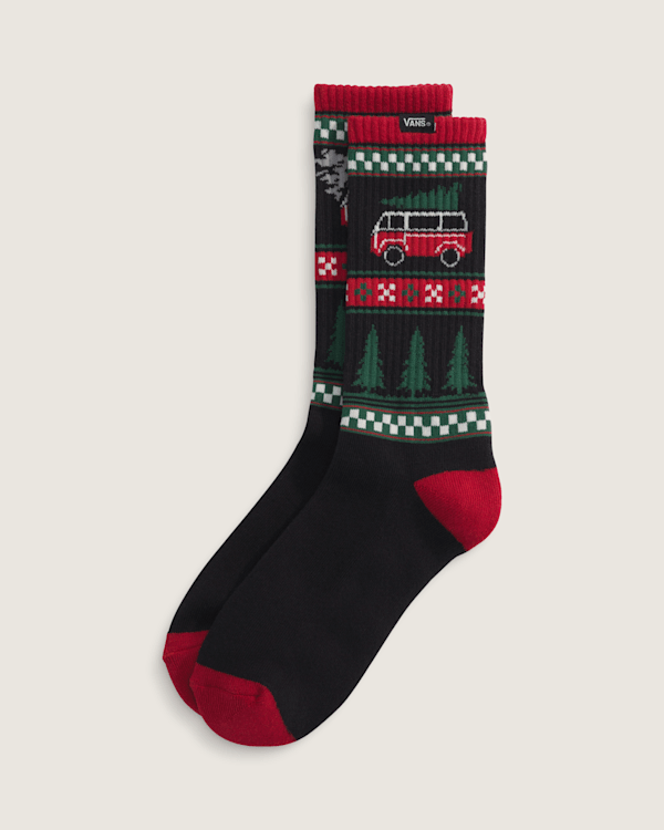 Winter Family Trip Crew Socks in Black | Vans