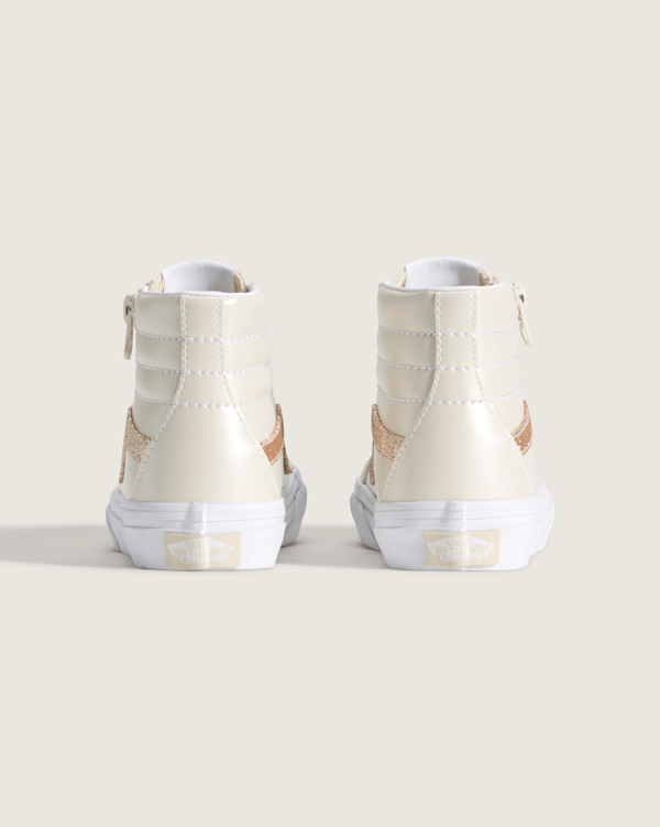 靴 Himawari Little Kids SK8-Hi Side Zip Shoe in Dazzled Turtledove White