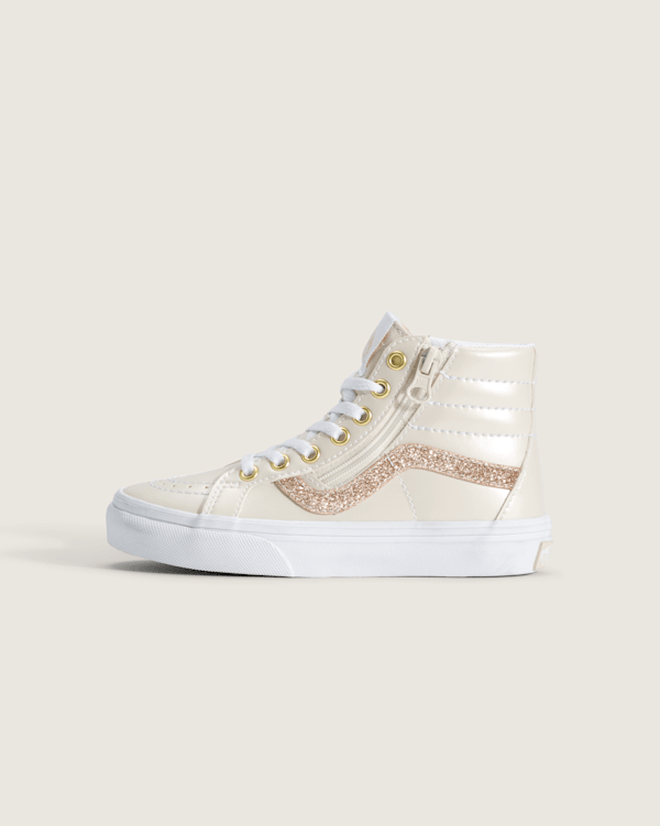 Little Kids SK8-Hi Side Zip Shoe in Dazzled Turtledove White