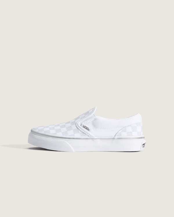 Vans Little Kids Classic Slip-On Checkerboard Shoes (Checkerboard Silver Grey) - 11.0