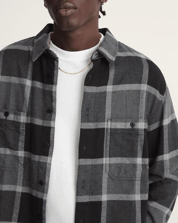 Larkspur Plaid Flannel Shirt en Asphalt Heather Grey | Vans CA