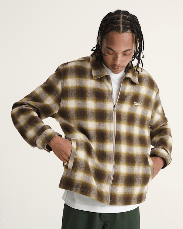 Crestmont Plaid Shacket in Brown / Yellow | Vans