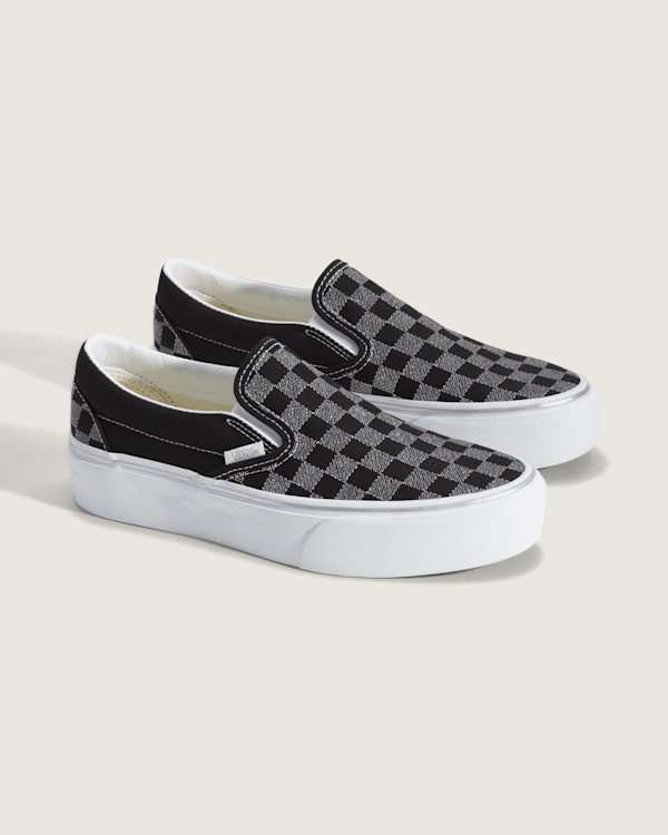 Classic Slip-On Platform Checkerboard Shoe