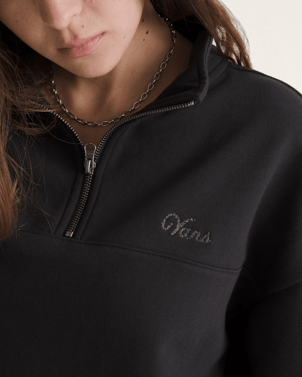 Script Logo Mock Neck Sweatshirt in Black | Vans
