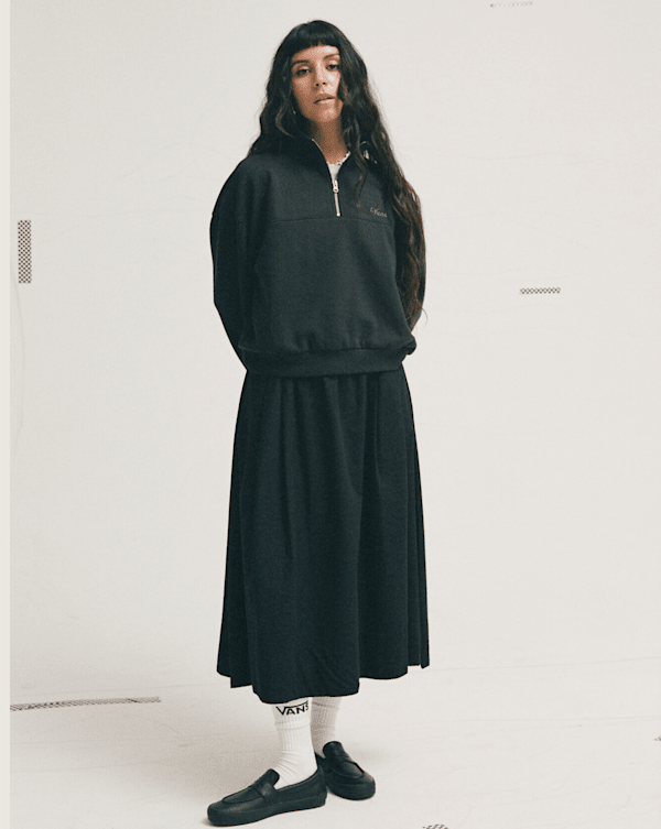 Script Logo Mock Neck Sweatshirt in Black | Vans