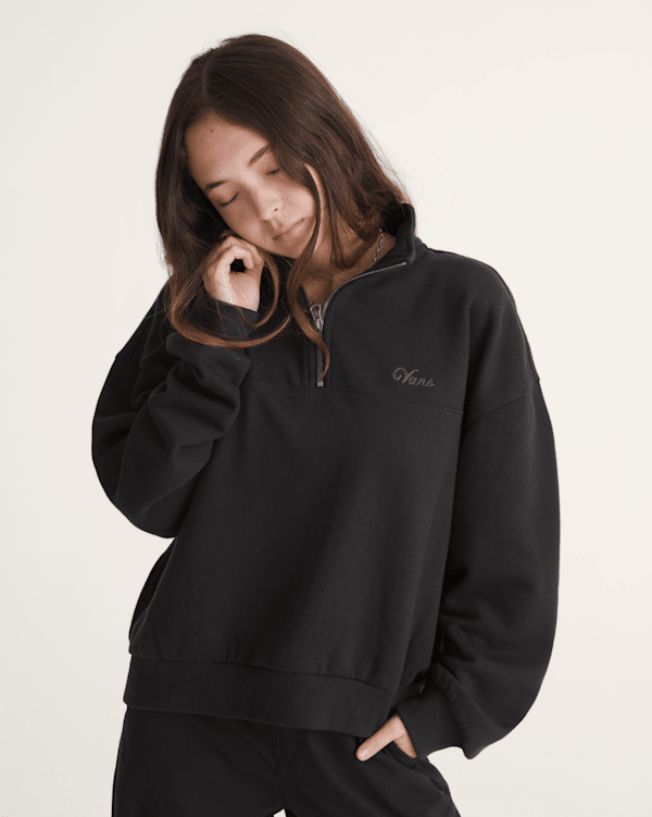 Script Logo Mock Neck Sweatshirt en Black | Vans CA