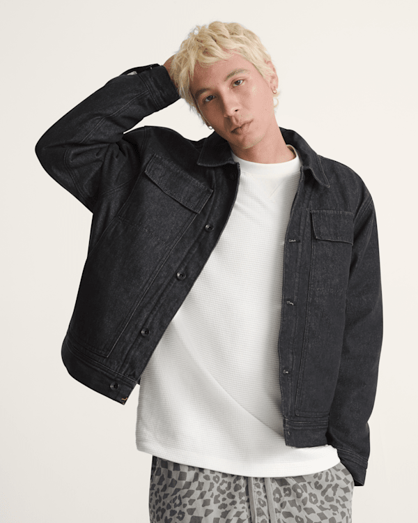 Premium Mcavoy Lined Trucker Jacket in Rinse Black | Vans