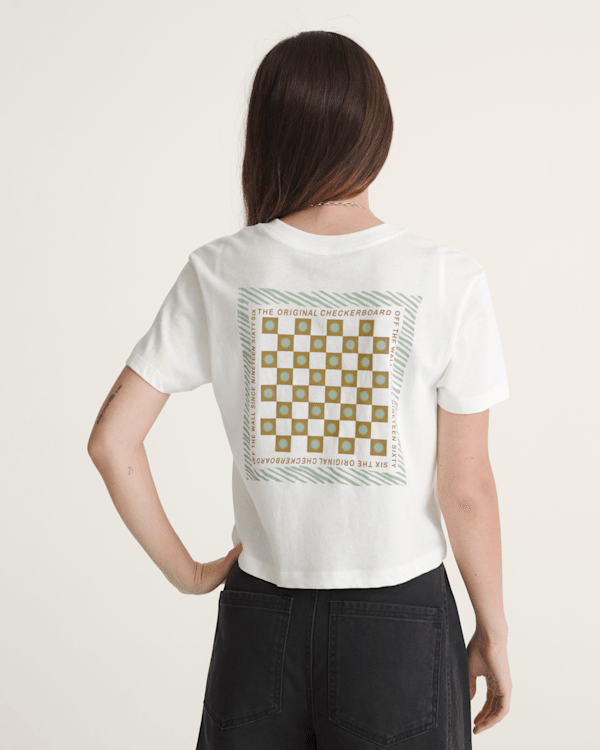 Sunny Checkerboard Crop T-Shirt en Marshmallow White | Vans CA