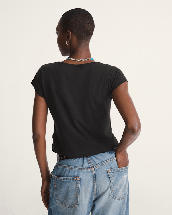 Checkerboard Bow Scoop T-Shirt