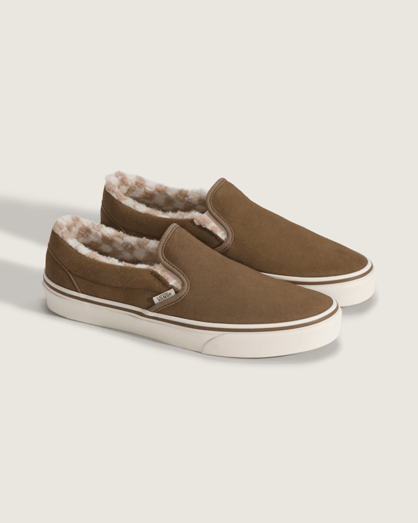 Vans Classic Slip on Sherpa lined shoes size men 7 woman 8.5 Brown Vans Shoes Classic Slip On - brown (sherpa brown) main image 3