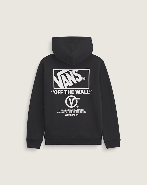 Vans Kids Stacked Hi Pullover Hoodie in Black/White - Size Small