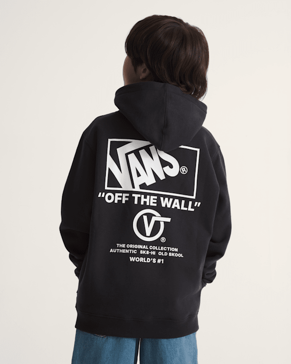 Kids Stacked Hi Pullover Hoodie in Black / White | Vans