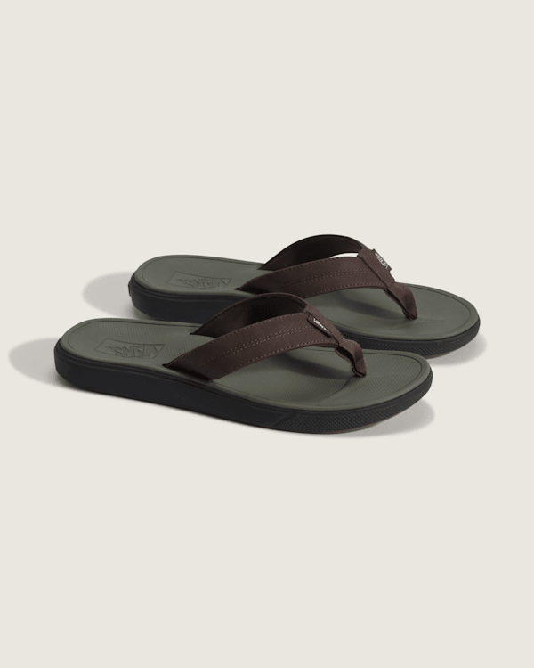 Vans Men\'s Black and Olive Green Flip-Flops Vans Men main image 4