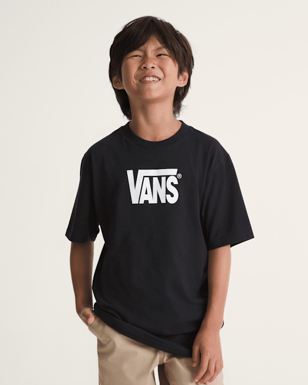Kids Stretch Logo T-Shirt in Black | Vans