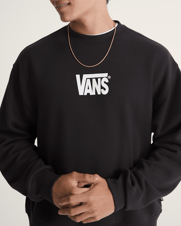 Stretch Logo Crew Sweatshirt in Black / White | Vans