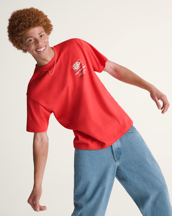 Stacked Hi T-Shirt in Crimson Haze Red | Vans