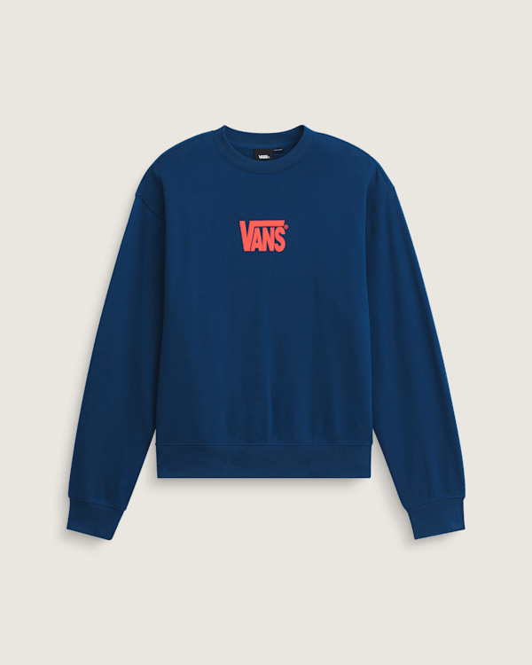 Stretch Logo Crew Sweatshirt in Deep Indig Blue / Flame Red | Vans