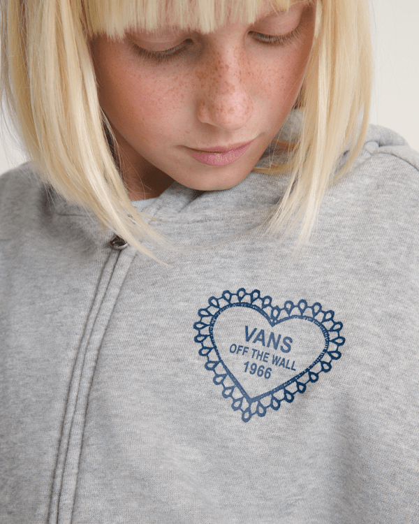 Kids Lacey Daze Retro Zip Hoodie in Cement Heather Grey | Vans