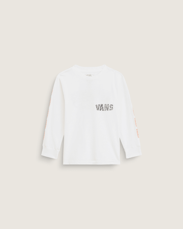 Little Kids Racing Flames Long Sleeve T-Shirt in White | Vans