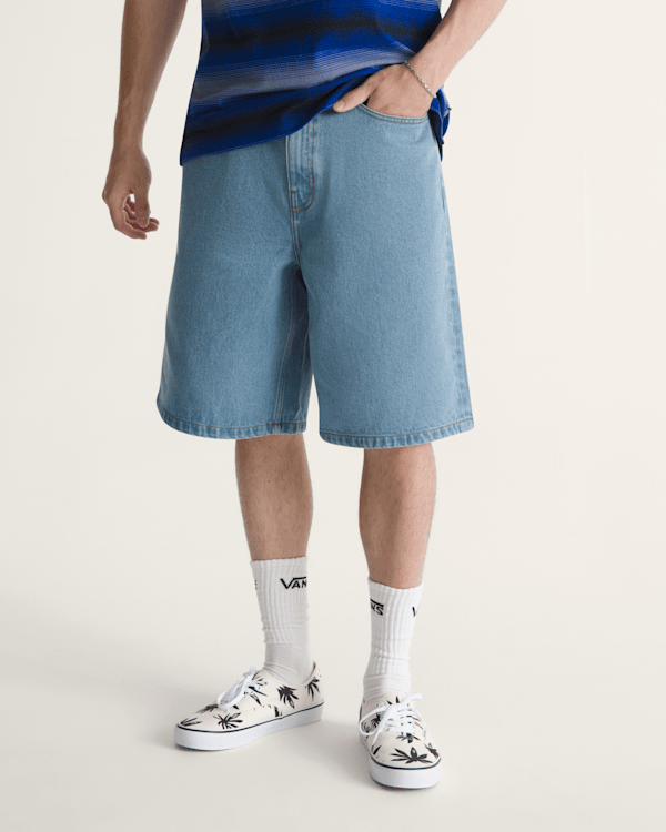 Check-5 Baggy Denim Shorts in Stonewash Blue | Vans