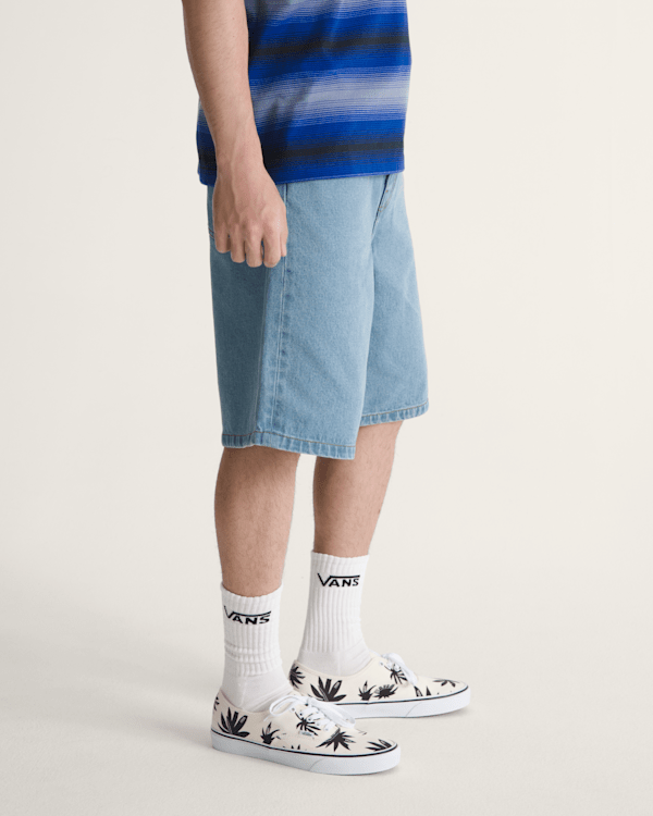 Check-5 Baggy Denim Shorts in Stonewash Blue | Vans