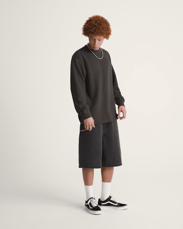 Check-5 Baggy Denim Shorts in Washed Black | Vans