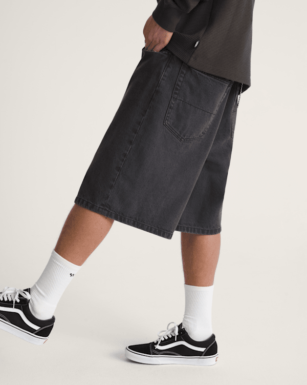 Check-5 Baggy Denim Shorts in Washed Black | Vans