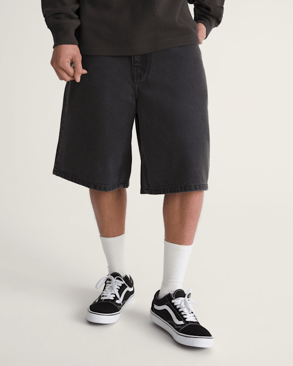 Check-5 Baggy Denim Shorts in Washed Black | Vans