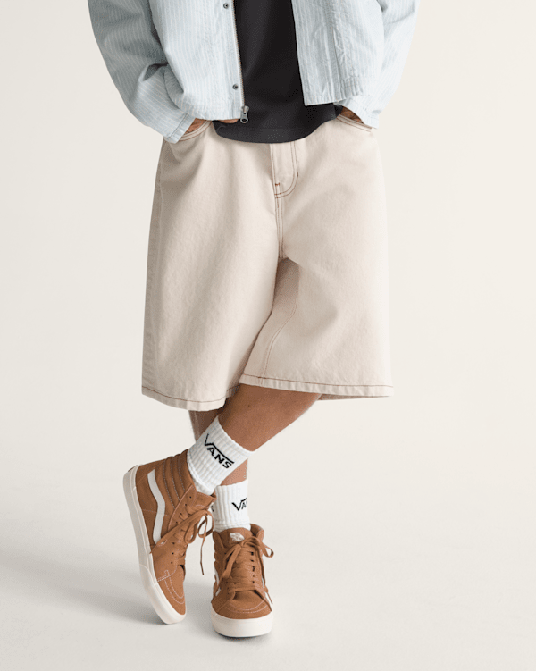 Check-5 Baggy Denim Shorts in Natural Seed Beige | Vans