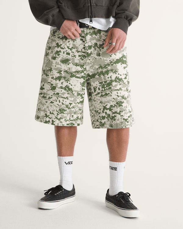 Premium Check-5 Baggy Canvas Short in Digi Camo Green | Vans