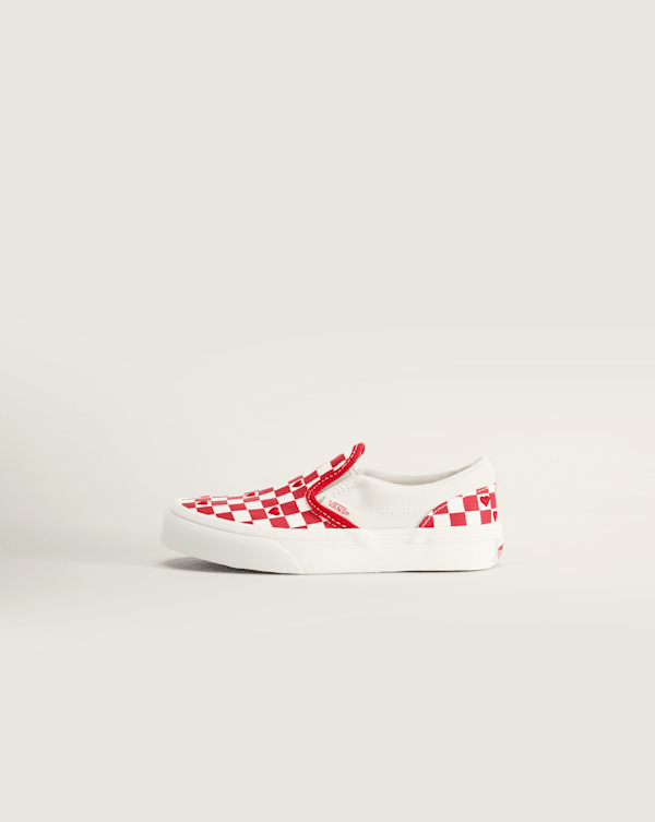 Vans Little Kids Classic Slip-On Checkerboard Shoes (Checkerboard Racing Red / True White) - 3.0